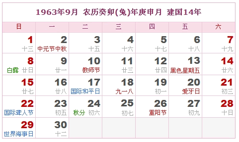 1963年农历阳历表,1963年日历 1963年日历表 1963年农历表 1963年是什么年_阴历阳历
