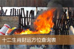 十二生肖财运方位查询表